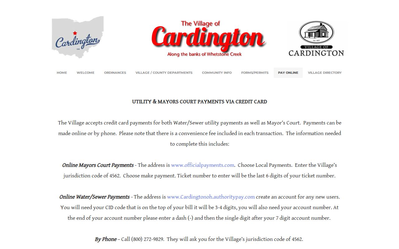 Cardington Mayor's Court online ticket-payment instructions