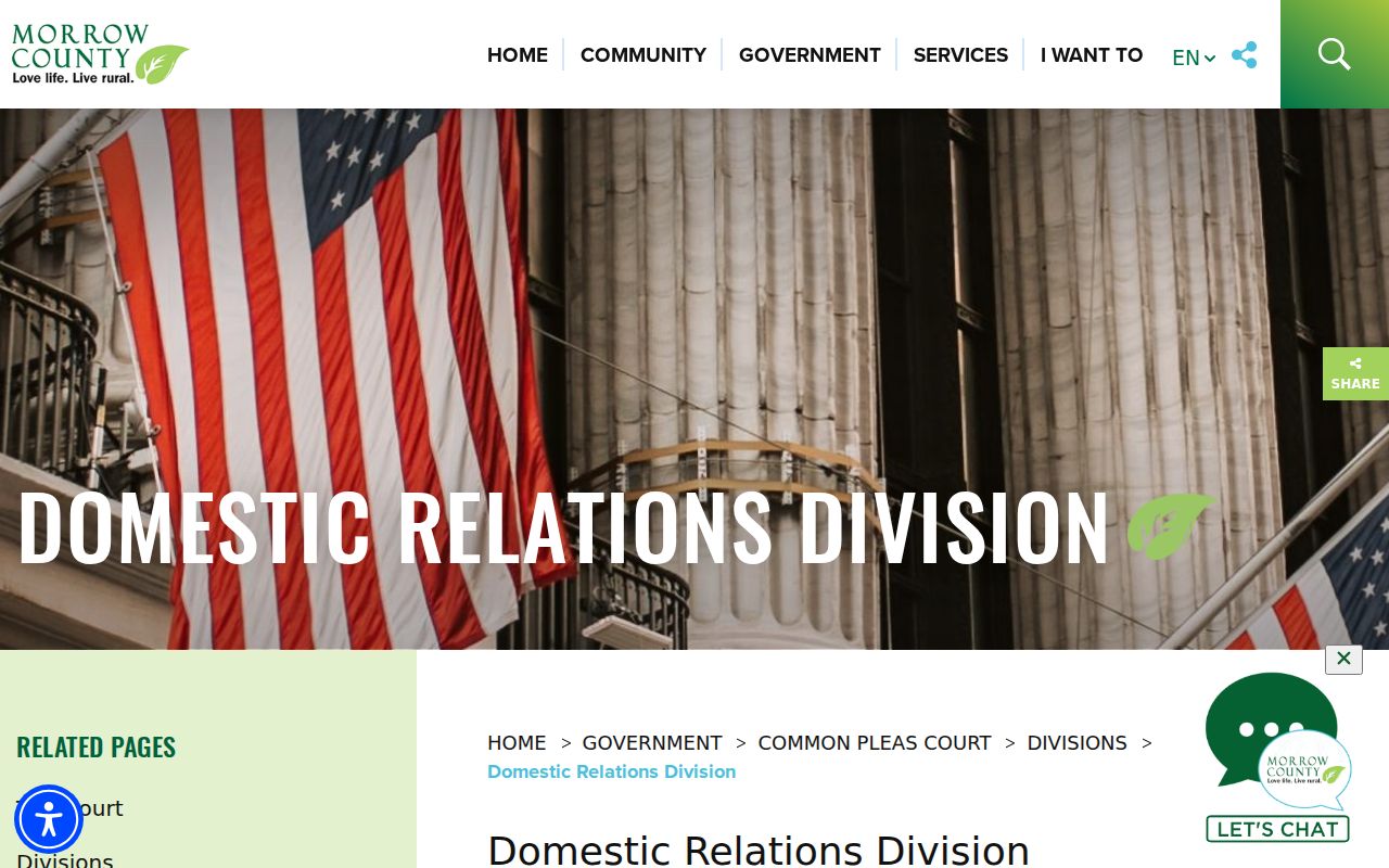 Morrow County civil docket Domestic Relations Division official page