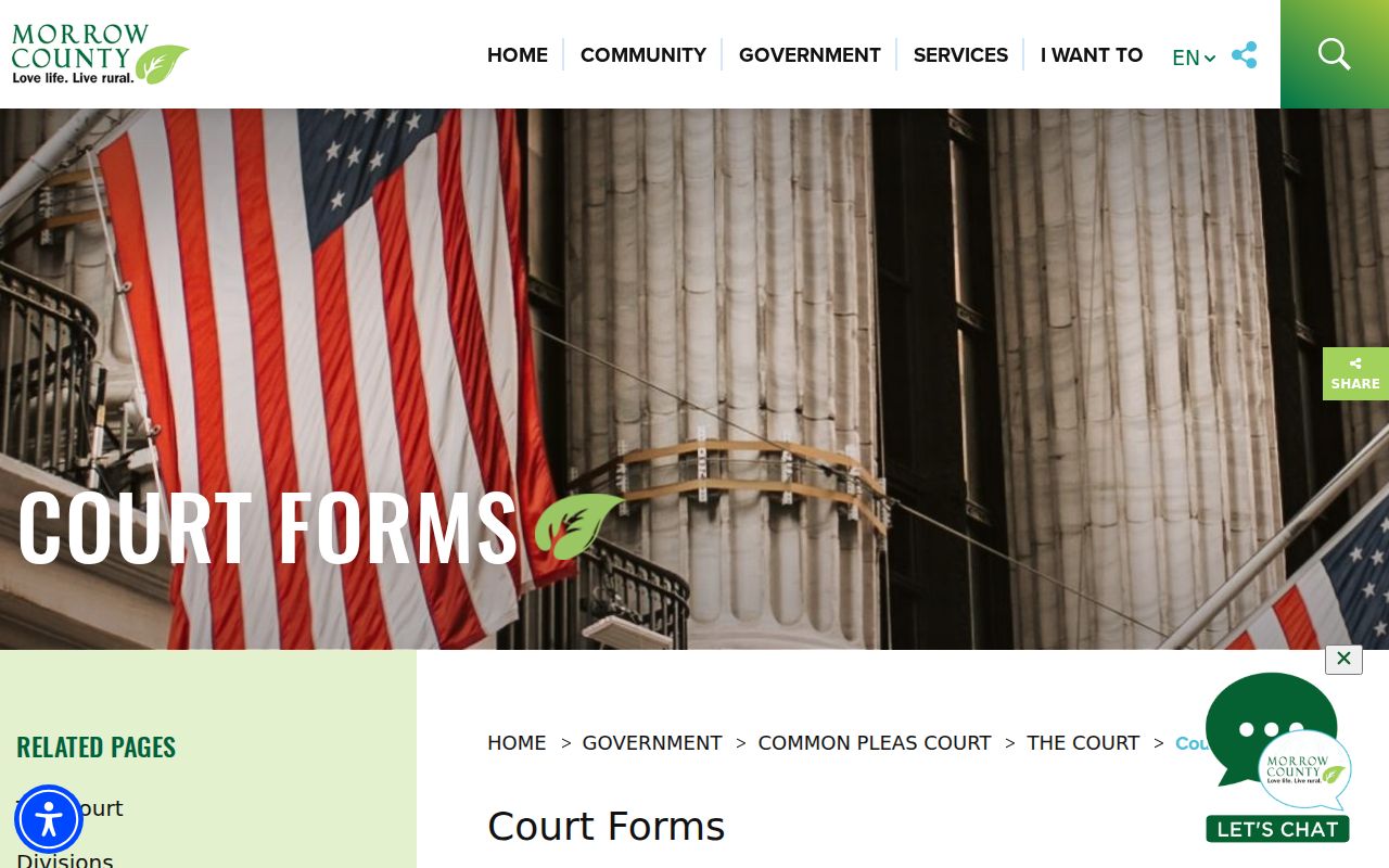 Morrow County court records Common Pleas Court forms page