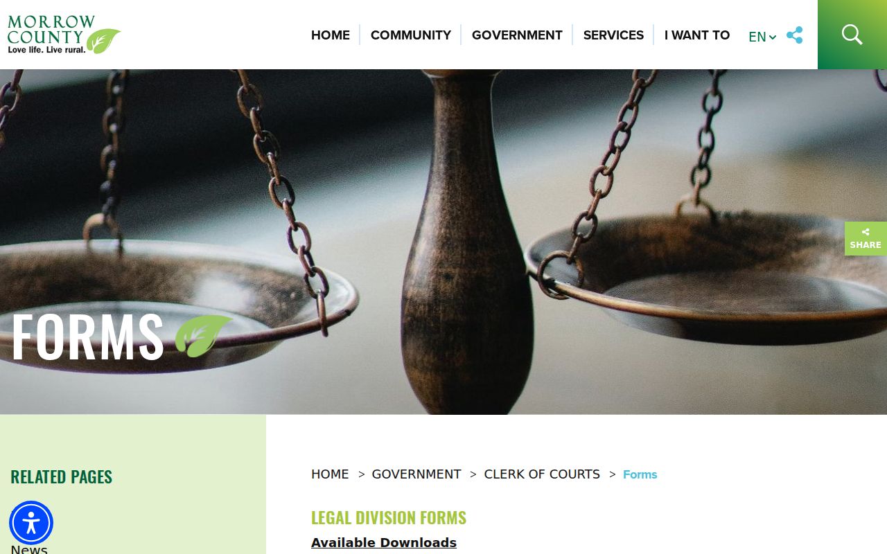 Morrow County court records Clerk of Courts forms directory