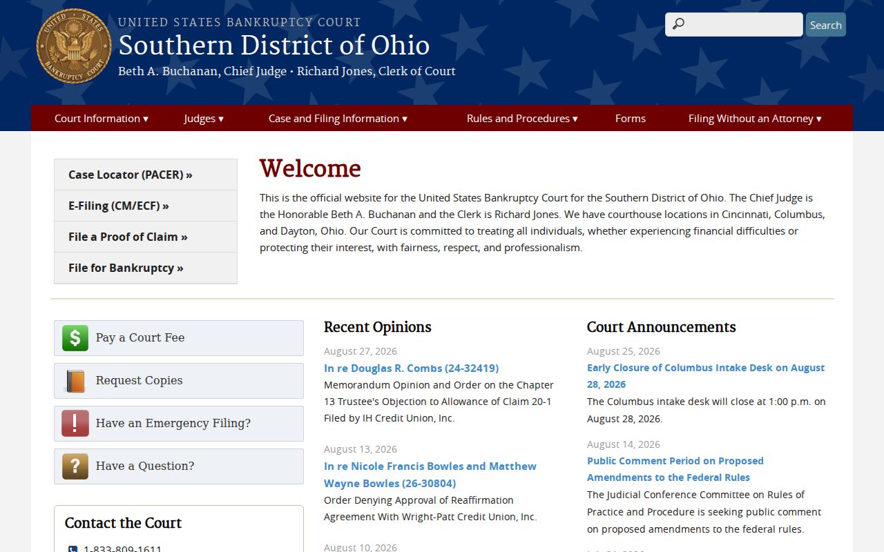Morrow County court records comparison with Southern District of Ohio Bankruptcy Court