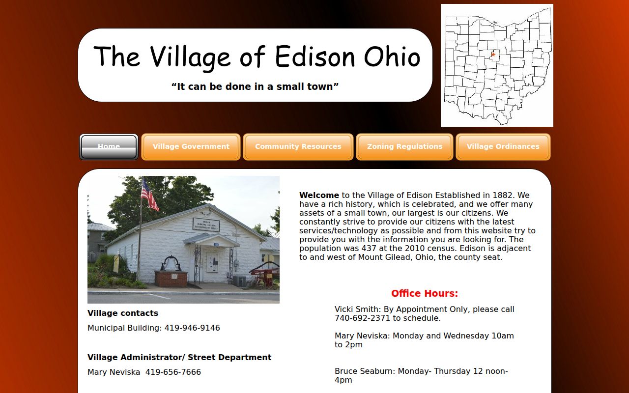 Edison Village official office and contact page, not a court portal