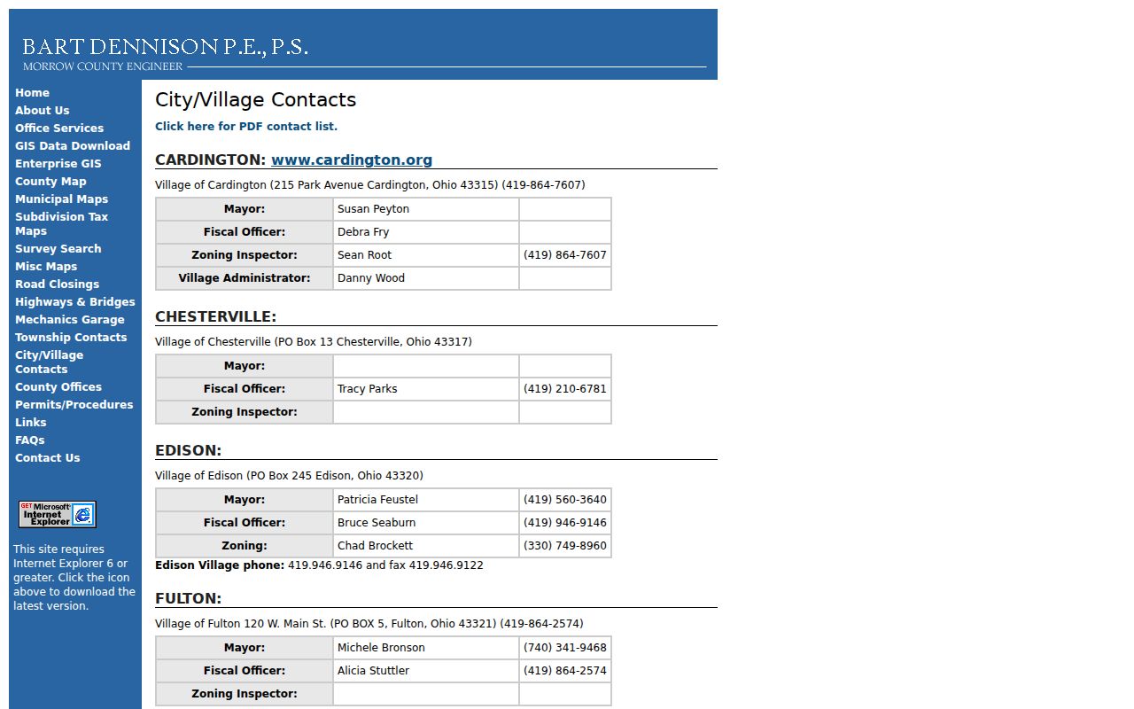 Morrow County Fulton court docket village office context, not a court-record custodian