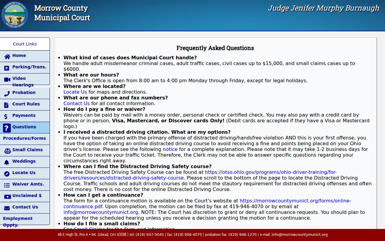 Morrow County Fulton court docket route through the Municipal Court FAQ and procedures