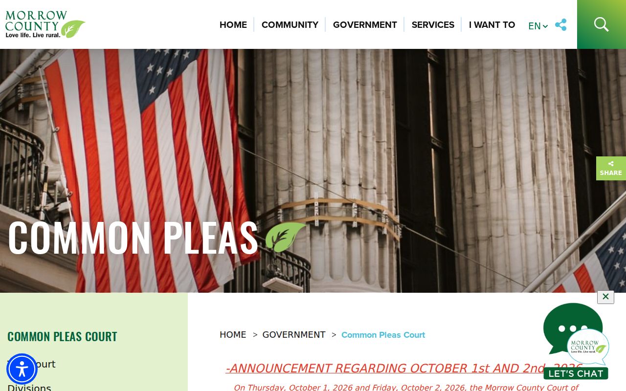 Morrow County court docket Common Pleas Court official page