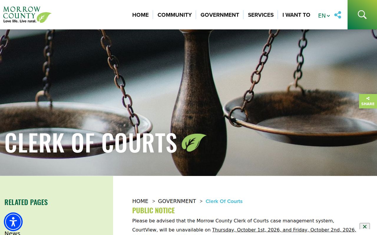Morrow County court docket Clerk of Courts official page
