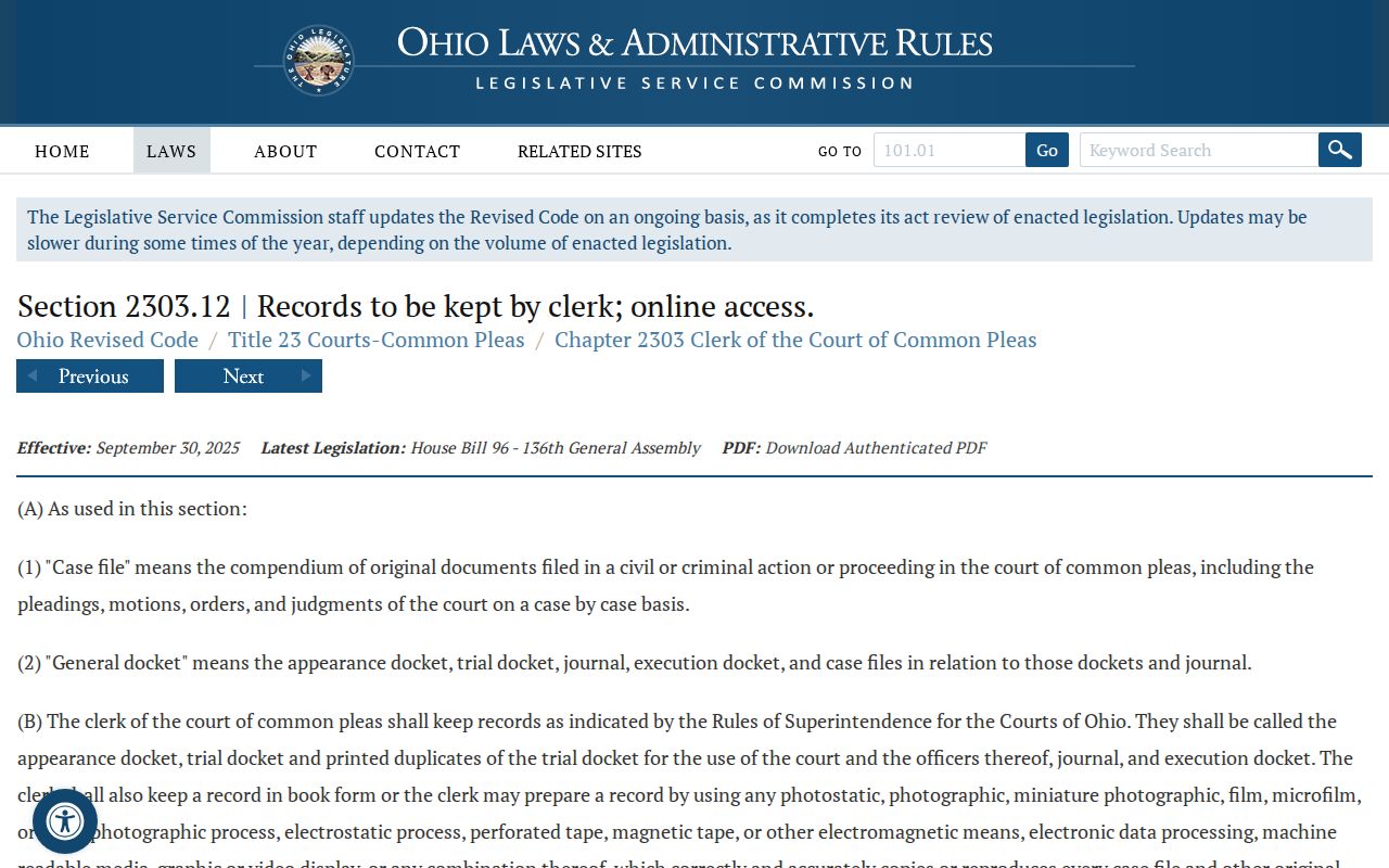 Morrow County court docket Ohio clerk records law source