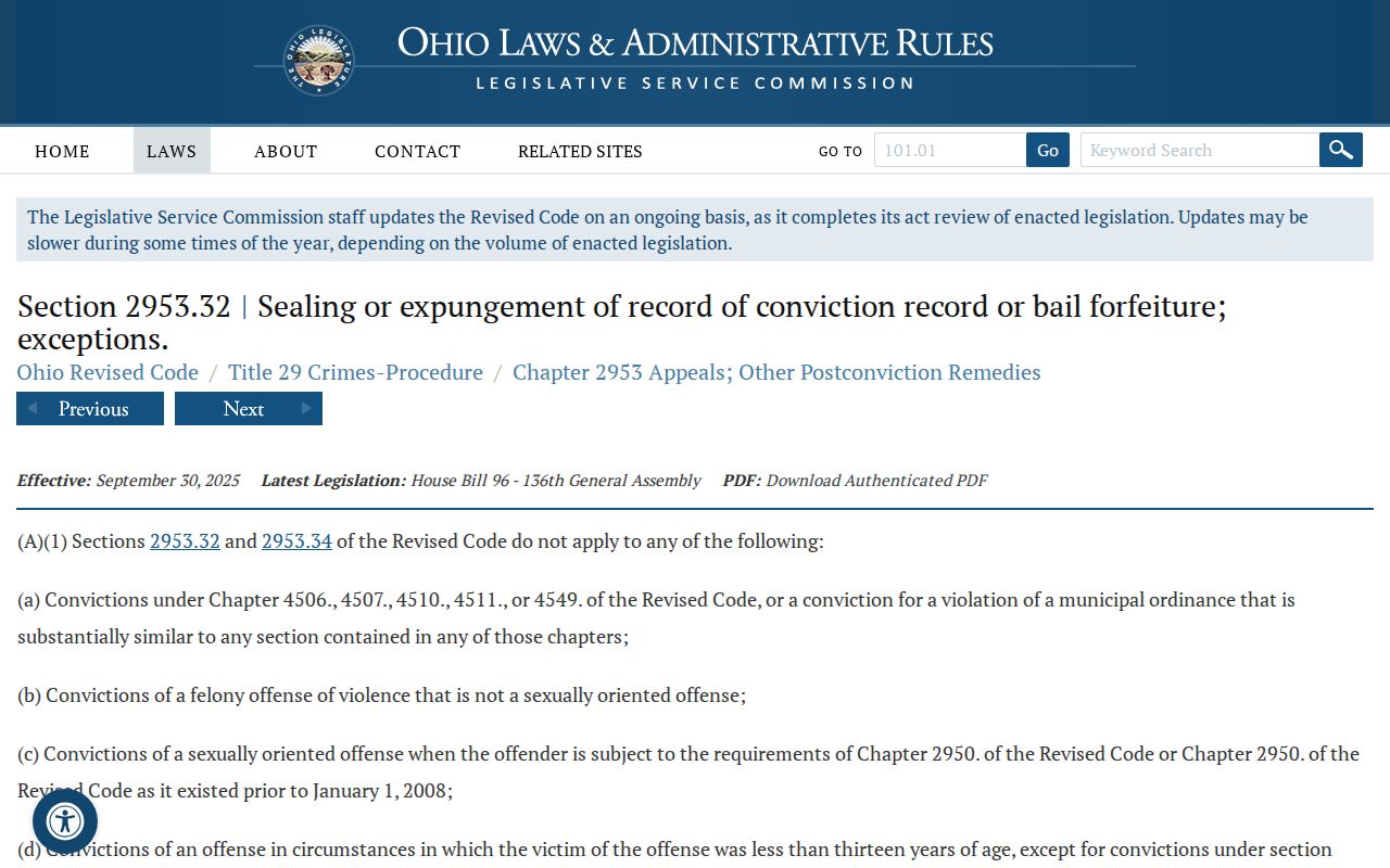 Morrow County traffic court records Ohio sealing law official source